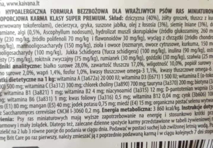 Karma Brit Care dla wrażliwych psów ras miniaturowych. Bez zbóż, z dziczyzną i łososiem. Czy karma Brit jest dobra? Tak, zawiera glukozaminę i chondroitynę.