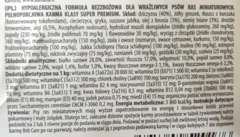 Karma Brit Care dla wrażliwych psów ras miniaturowych. Bez zbóż, z dziczyzną i łososiem. Czy karma Brit jest dobra? Tak, zawiera glukozaminę i chondroitynę.