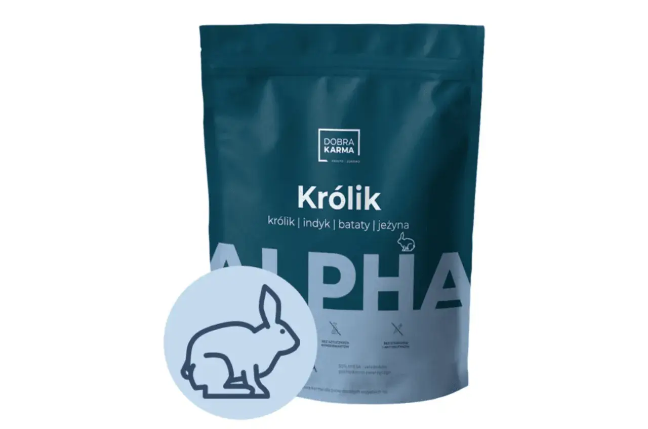 Karma dla psa królik z indykiem i batatami. Idealna dla dorosłych psów wszystkich ras.