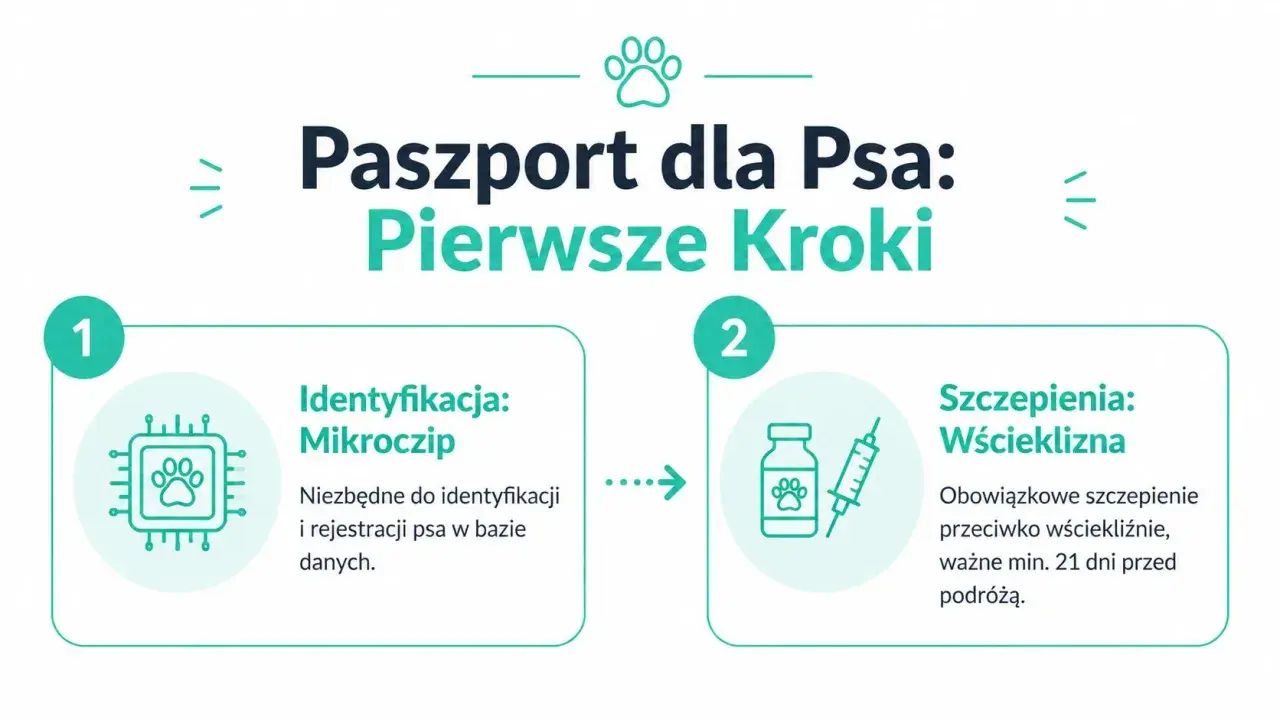 Paszport dla psa: identyfikacja mikroczipem i szczepienie przeciw wściekliźnie to pierwsze kroki przed podróżą.