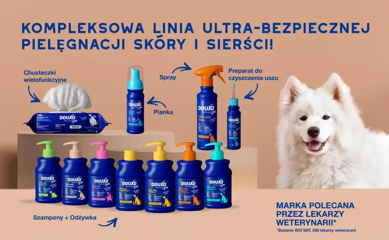 Szukasz idealnego szamponu dla psa? Linia Douxo Skin & Coat Spa oferuje ultra-bezpieczne produkty do pielęgnacji sierści i sk&oacute;ry, polecane przez weterynarzy.