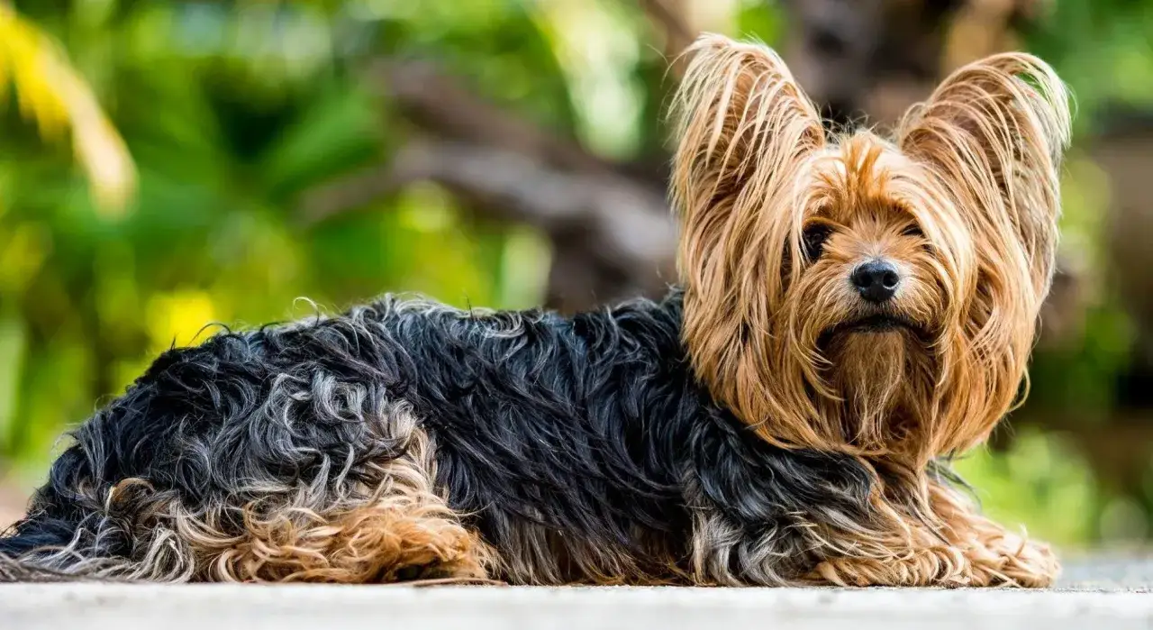 Yorkshire terrier z długą, falującą sierścią. Warto znać na co chorują yorki, by zapewnić im zdrowie.