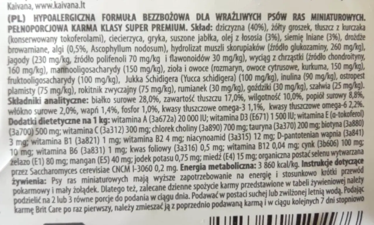 Karma Brit Care dla wrażliwych psów ras miniaturowych. Bez zbóż, z dziczyzną, jagodami i olejem z łososia. Czy karma Brit jest dobra? Tak, to super premium.